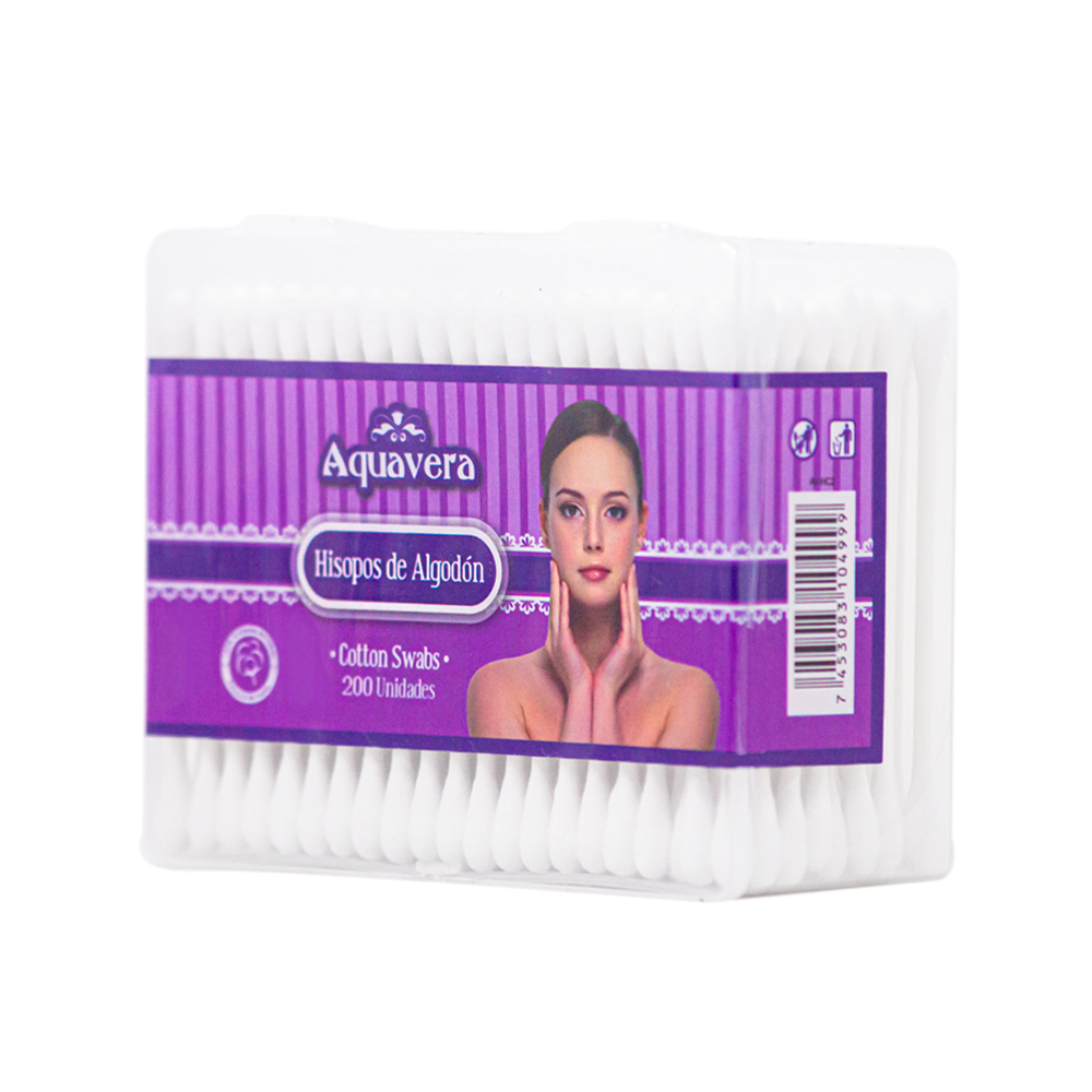 Hisopos de Algodón Aquavera Envase Cuadrado