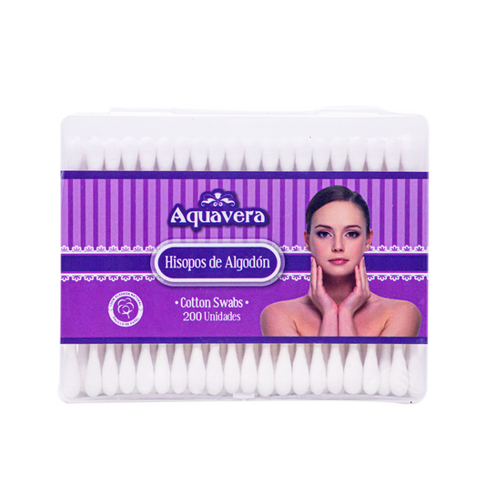 Hisopos de Algodón Aquavera Envase Cuadrado